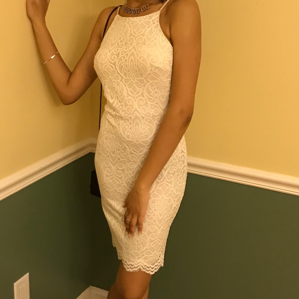 Cream Lace Bodycon Dress